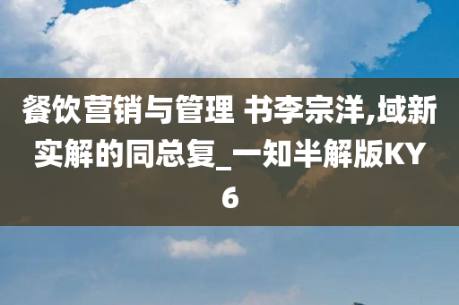 餐饮营销与管理 书李宗洋,域新实解的同总复_一知半解版KY6