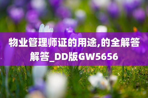 物业管理师证的用途,的全解答解答_DD版GW5656