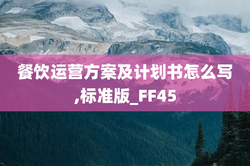 餐饮运营方案及计划书怎么写,标准版_FF45