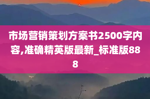 市场营销策划方案书2500字内容,准确精英版最新_标准版888