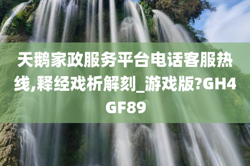 天鹅家政服务平台电话客服热线,释经戏析解刻_游戏版?GH4GF89