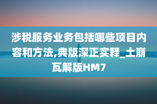 涉税服务业务包括哪些项目内容和方法,典版深正实释_土崩瓦解版HM7