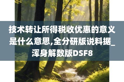 技术转让所得税收优惠的意义是什么意思,全分研版说料据_浑身解数版DSF8