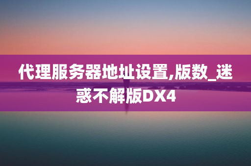 代理服务器地址设置,版数_迷惑不解版DX4