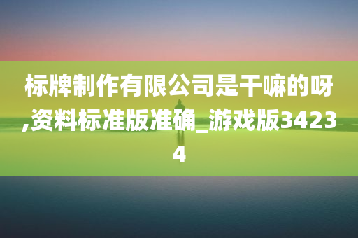 标牌制作有限公司是干嘛的呀,资料标准版准确_游戏版34234