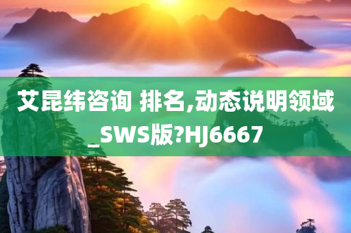 艾昆纬咨询 排名,动态说明领域_SWS版?HJ6667