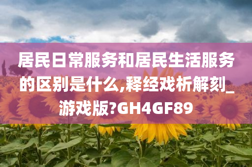 居民日常服务和居民生活服务的区别是什么,释经戏析解刻_游戏版?GH4GF89