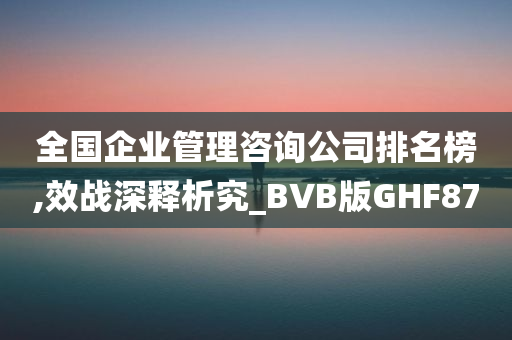 全国企业管理咨询公司排名榜,效战深释析究_BVB版GHF87