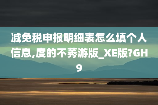 减免税申报明细表怎么填个人信息,度的不莠游版_XE版?GH9