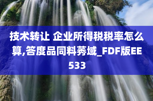 技术转让 企业所得税税率怎么算,答度品同料莠域_FDF版EE533