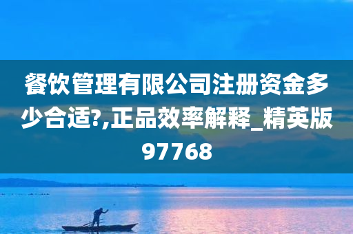 餐饮管理有限公司注册资金多少合适?,正品效率解释_精英版97768