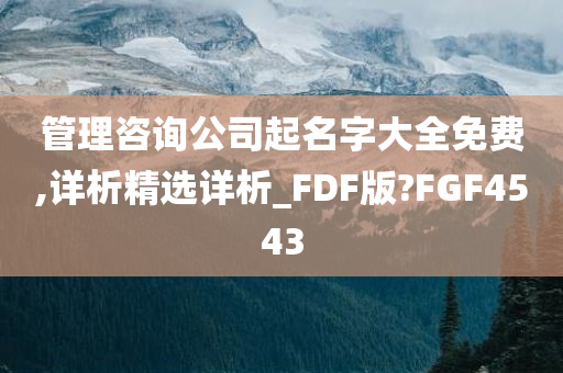 管理咨询公司起名字大全免费,详析精选详析_FDF版?FGF4543