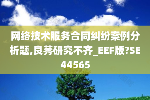 网络技术服务合同纠纷案例分析题,良莠研究不齐_EEF版?SE44565