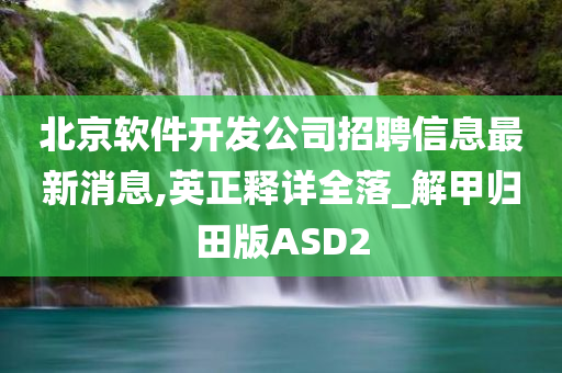 北京软件开发公司招聘信息最新消息,英正释详全落_解甲归田版ASD2