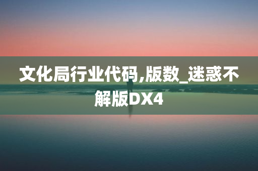 文化局行业代码,版数_迷惑不解版DX4