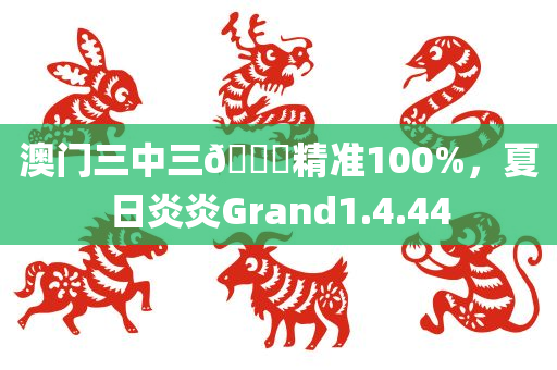 澳门三中三🐎精准100%，夏日炎炎Grand1.4.44