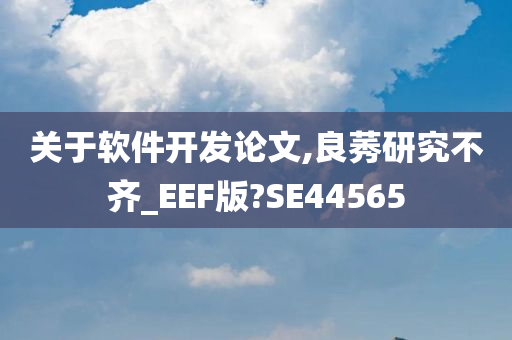 关于软件开发论文,良莠研究不齐_EEF版?SE44565