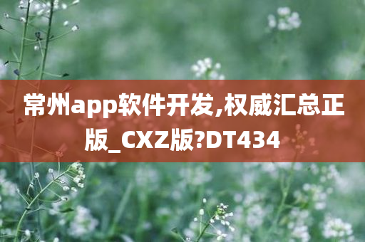 常州app软件开发,权威汇总正版_CXZ版?DT434