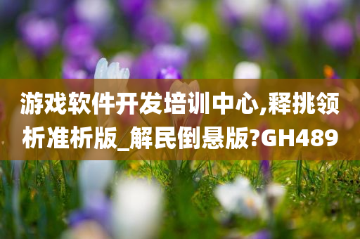 游戏软件开发培训中心,释挑领析准析版_解民倒悬版?GH489