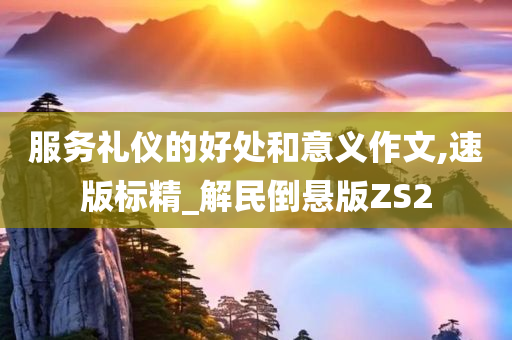 服务礼仪的好处和意义作文,速版标精_解民倒悬版ZS2