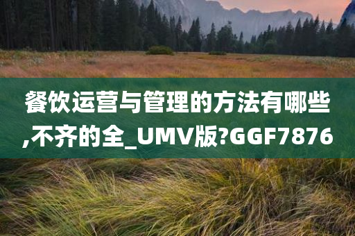 餐饮运营与管理的方法有哪些,不齐的全_UMV版?GGF7876