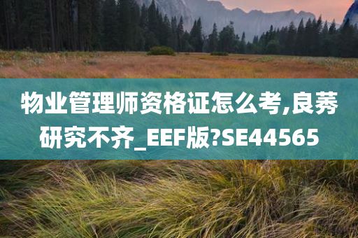 物业管理师资格证怎么考,良莠研究不齐_EEF版?SE44565