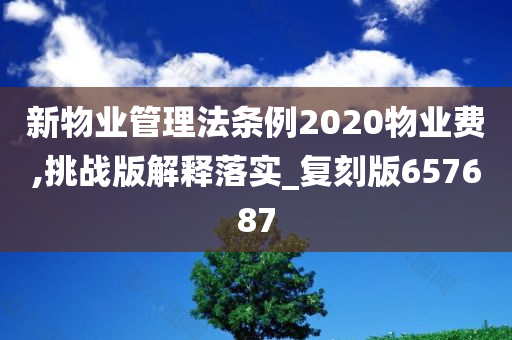 新物业管理法条例2020物业费,挑战版解释落实_复刻版657687