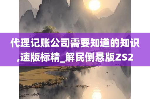 代理记账公司需要知道的知识,速版标精_解民倒悬版ZS2