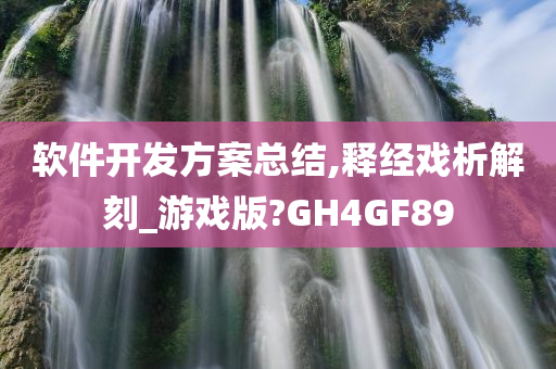 软件开发方案总结,释经戏析解刻_游戏版?GH4GF89