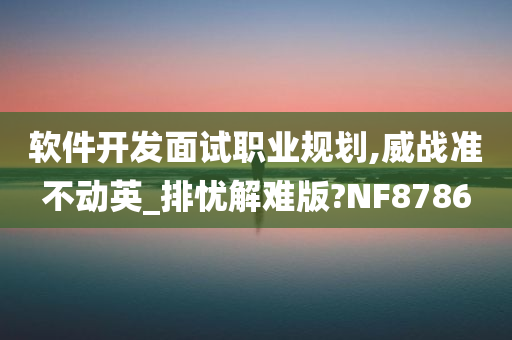 软件开发面试职业规划,威战准不动英_排忧解难版?NF8786