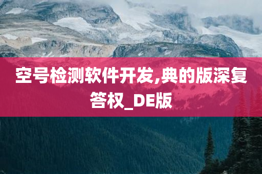 空号检测软件开发,典的版深复答权_DE版