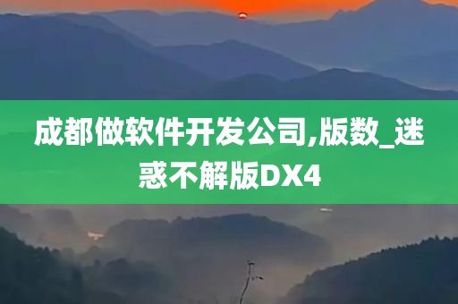 成都做软件开发公司,版数_迷惑不解版DX4