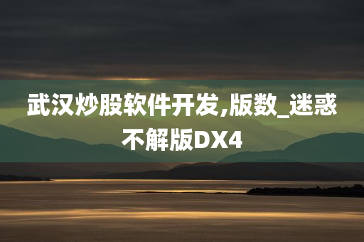 武汉炒股软件开发,版数_迷惑不解版DX4