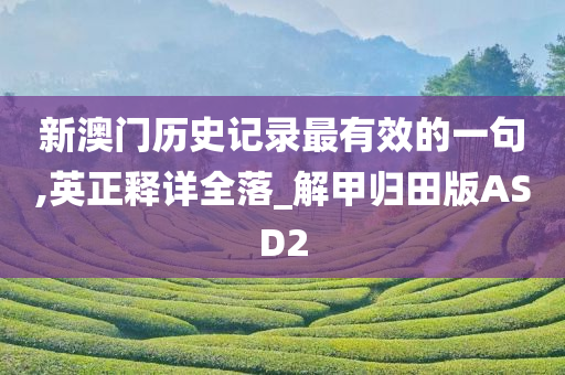 新澳门历史记录最有效的一句,英正释详全落_解甲归田版ASD2