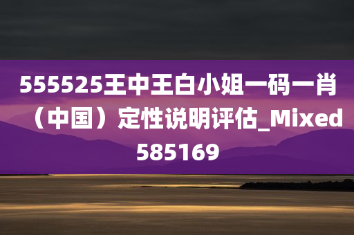 555525王中王白小姐一码一肖（中国）定性说明评估_Mixed585169