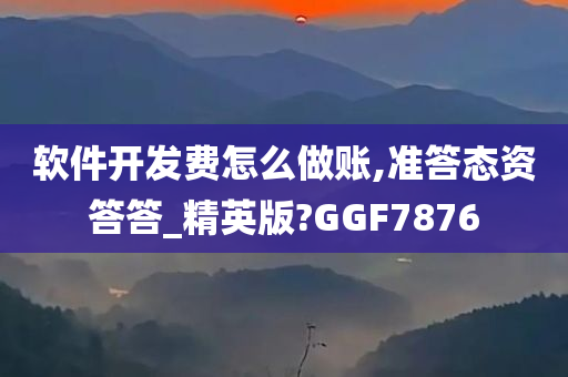 软件开发费怎么做账,准答态资答答_精英版?GGF7876