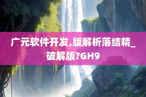 广元软件开发,版解析落结精_破解版?GH9