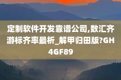 定制软件开发靠谱公司,数汇齐游标齐率最析_解甲归田版?GH4GF89