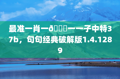 最准一肖一🐎一一子中特37b，句句经典破解版1.4.1289