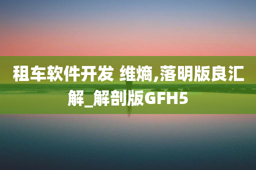 租车软件开发 维熵,落明版良汇解_解剖版GFH5