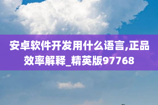 安卓软件开发用什么语言,正品效率解释_精英版97768