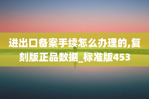 进出口备案手续怎么办理的,复刻版正品数据_标准版453