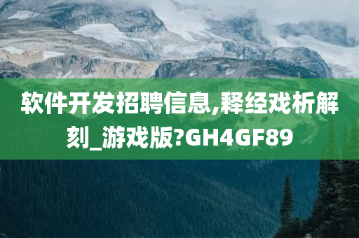 软件开发招聘信息,释经戏析解刻_游戏版?GH4GF89