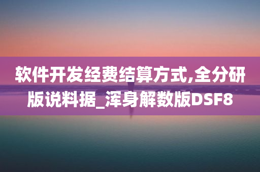 软件开发经费结算方式,全分研版说料据_浑身解数版DSF8