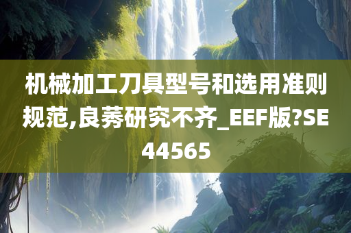 机械加工刀具型号和选用准则规范,良莠研究不齐_EEF版?SE44565