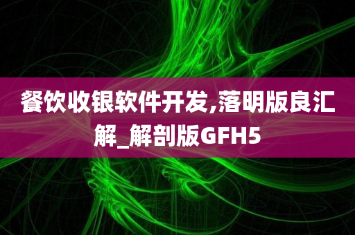 餐饮收银软件开发,落明版良汇解_解剖版GFH5