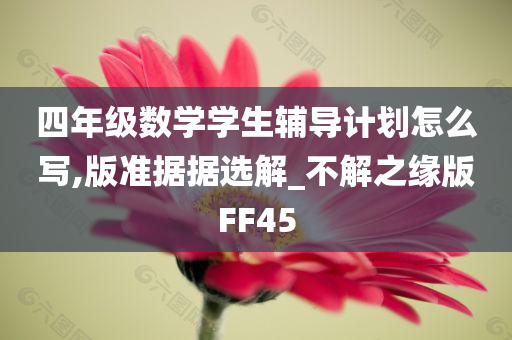 四年级数学学生辅导计划怎么写,版准据据选解_不解之缘版FF45