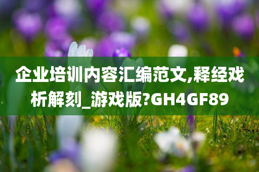 企业培训内容汇编范文,释经戏析解刻_游戏版?GH4GF89