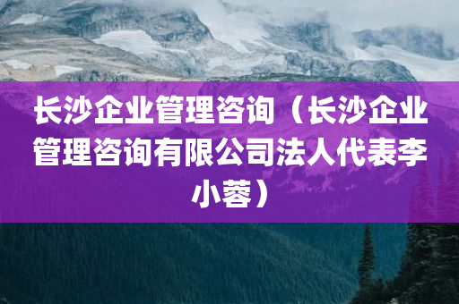 长沙企业管理咨询（长沙企业管理咨询有限公司法人代表李小蓉）