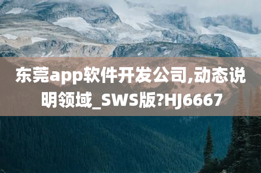 东莞app软件开发公司,动态说明领域_SWS版?HJ6667